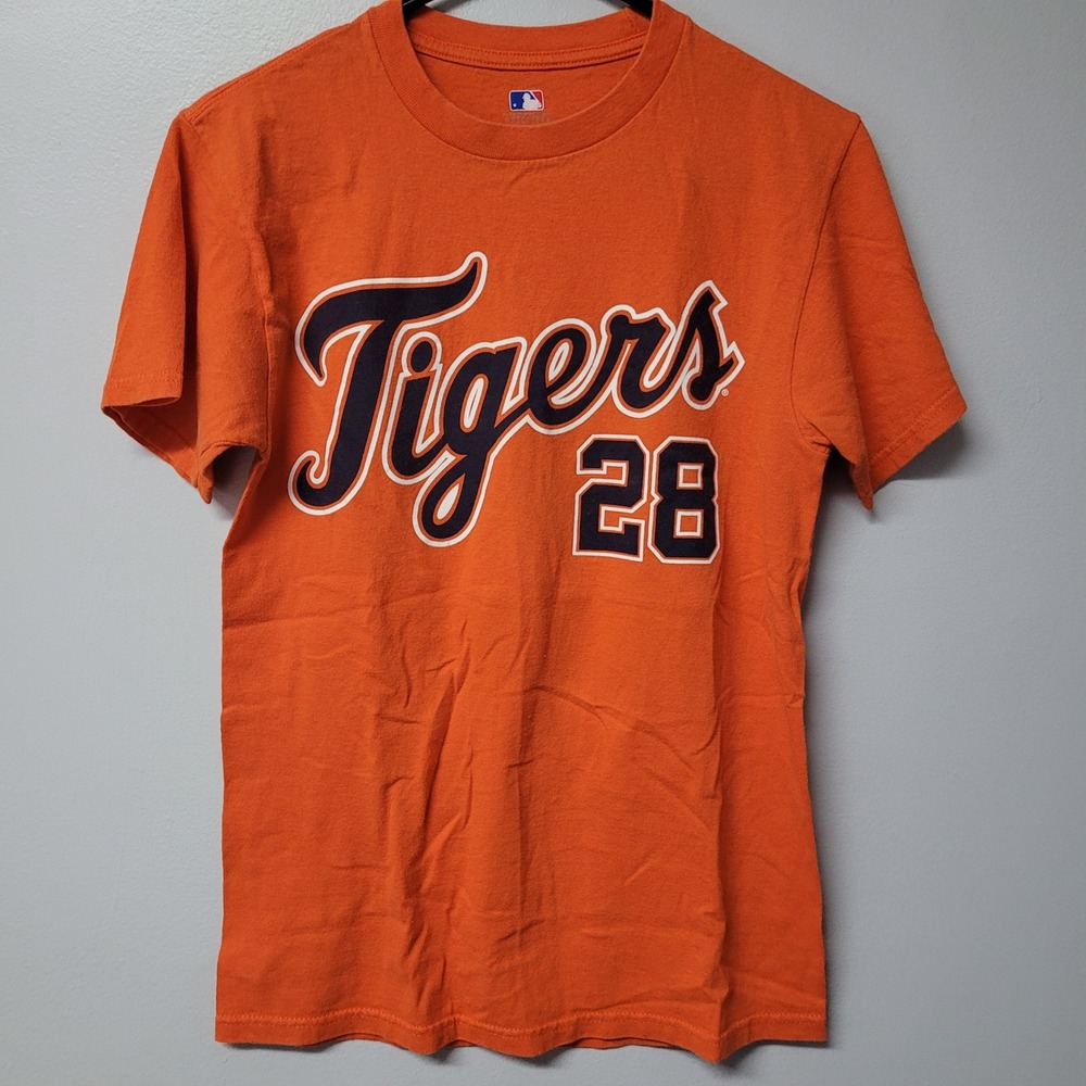 Detroit Tigers Baseball Player T-Shirt Orange Short Sleeve Fielder 28 Youth S‎